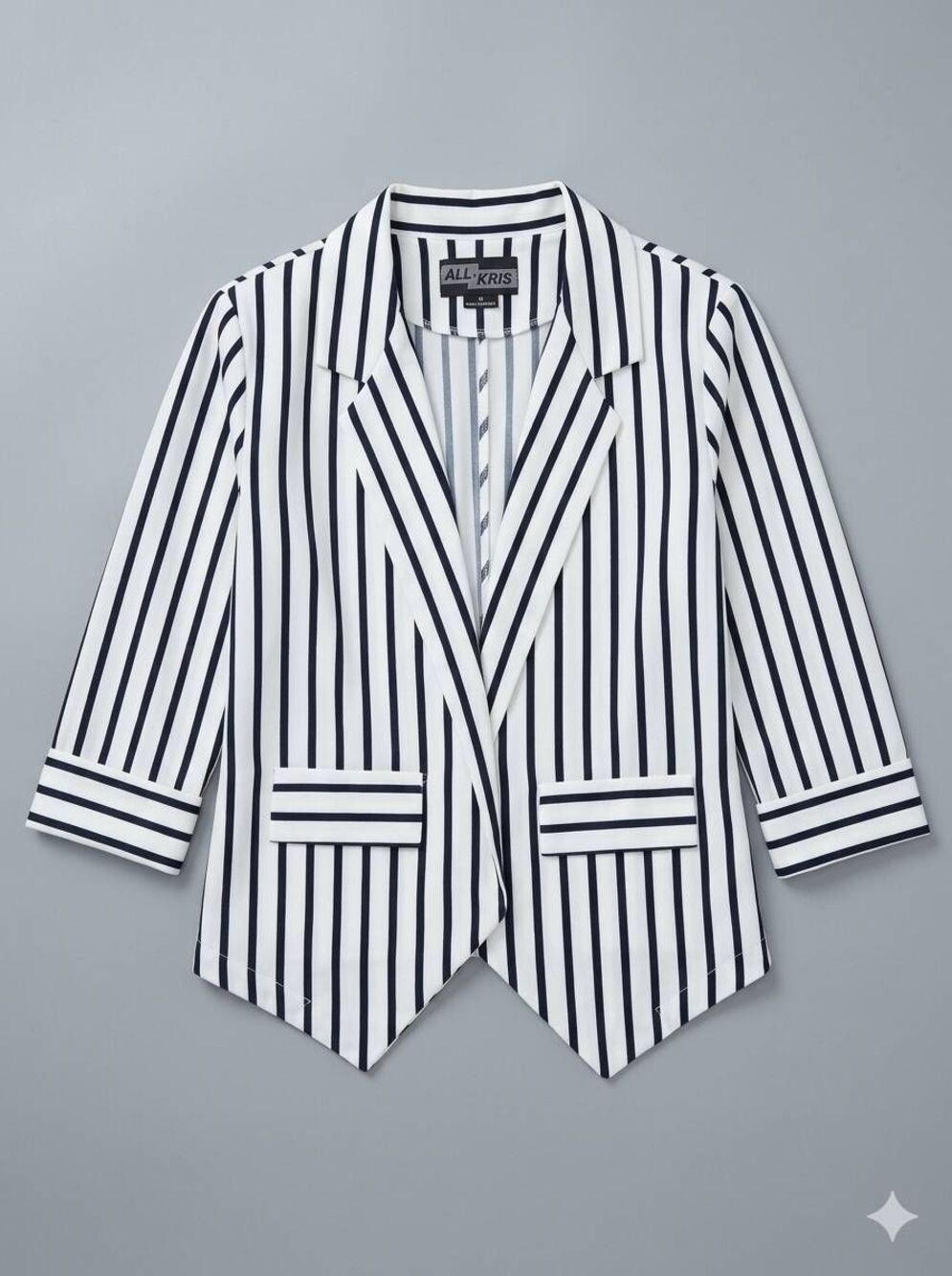 🔺️Ali & Kris Blue & White Striped Open Front Lightweight Blazer Small